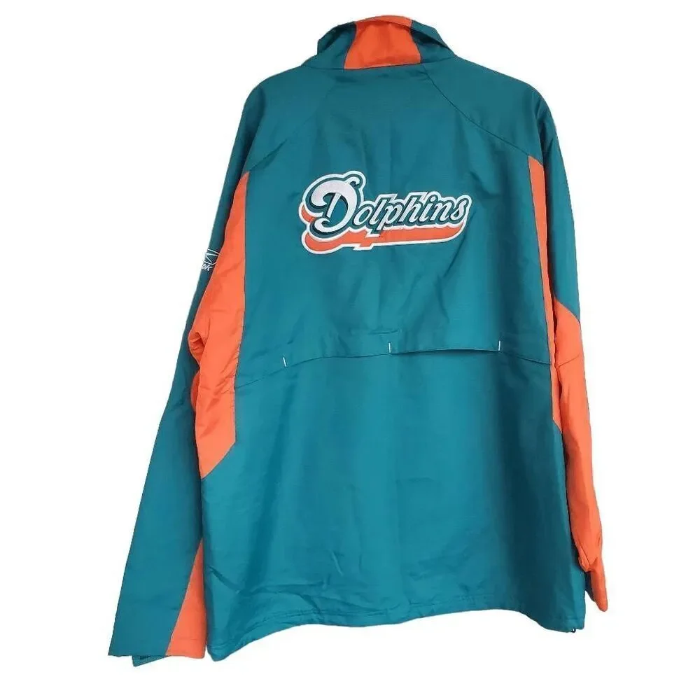 VTG Miami Dolphins Men's Reebok On Field Long Sleeve Full Zip Jacket Extra Large